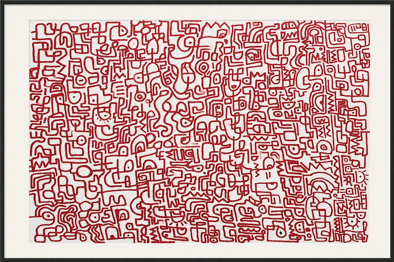 Untitled hand-drawn artwork 007 presented in a black gallery frame