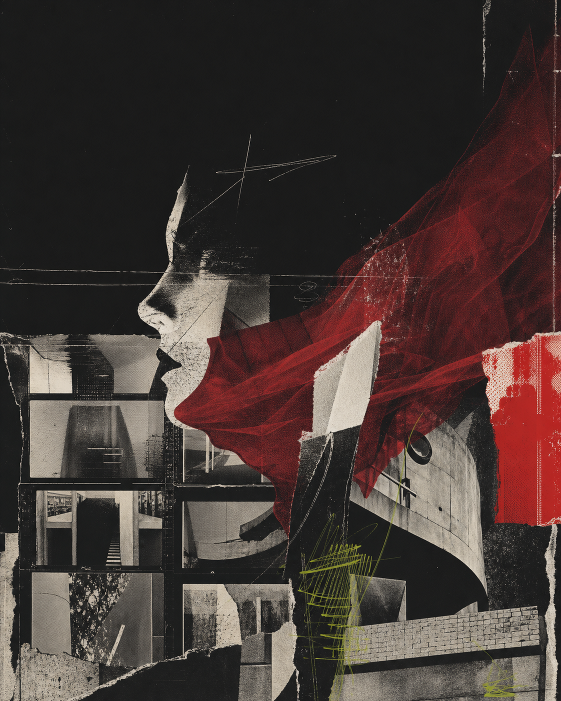 Experimental editorial collage used in Mbeng Ngassa's visual practice