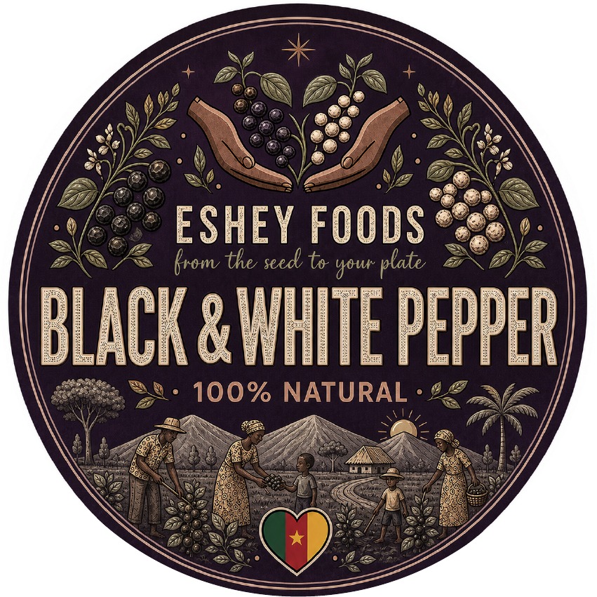 Eshey Foods Black and White Pepper round label