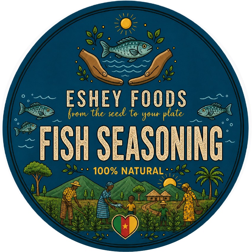 Eshey Foods Fish Seasoning round label